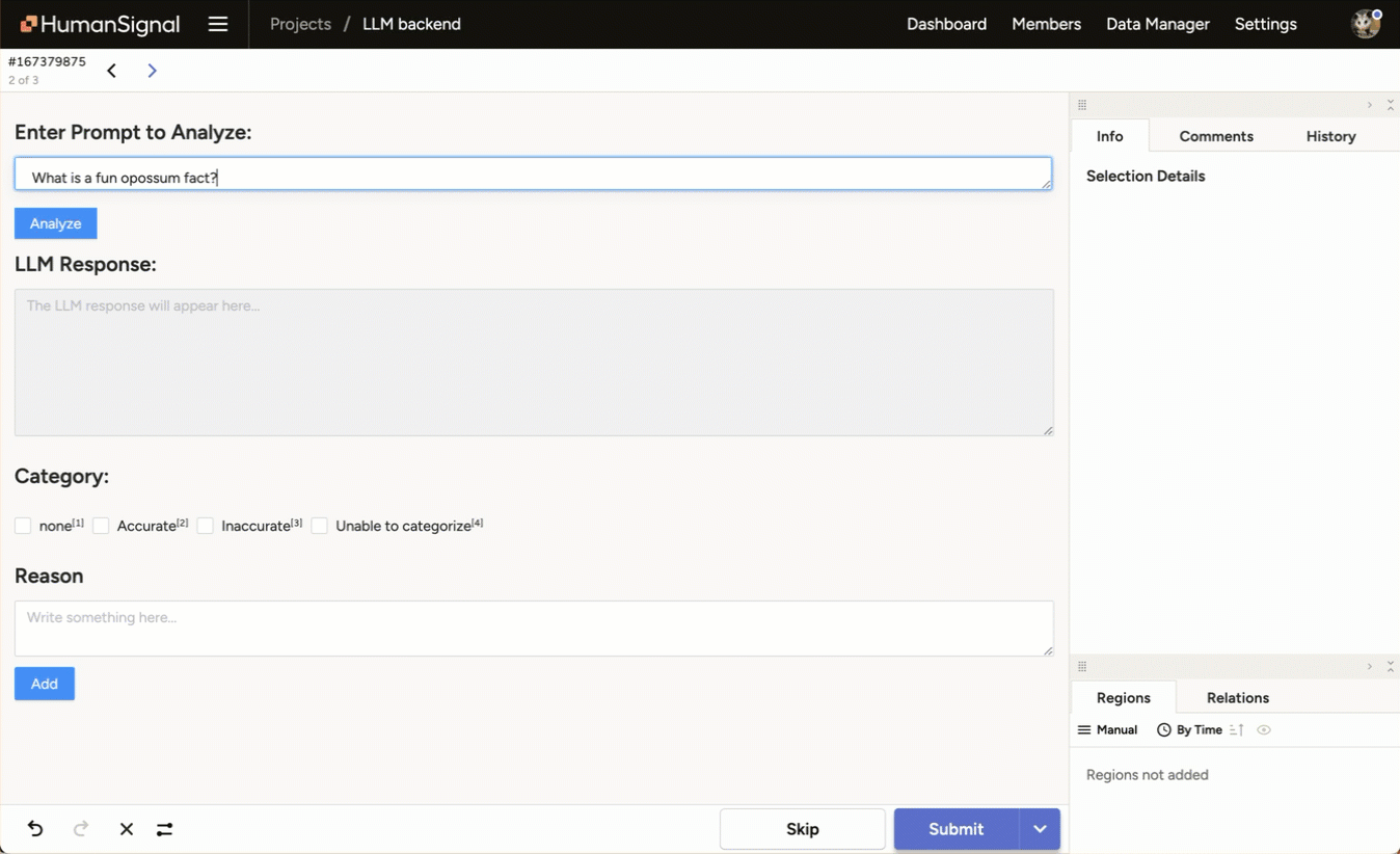 Screenshot of LLM analyzing