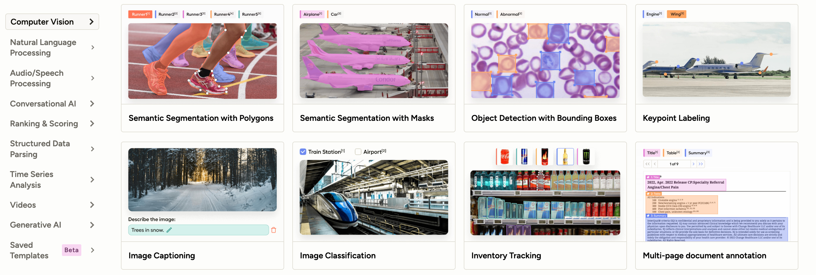 Screenshot of template library